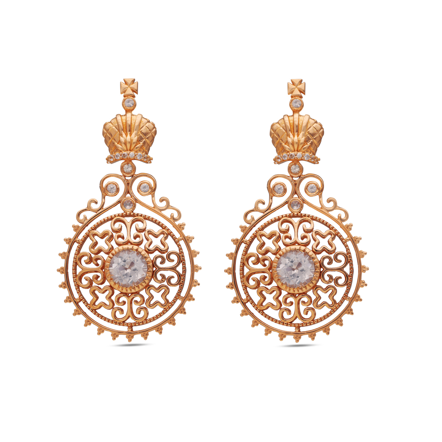 Gold Earrings Set With Gemstones
