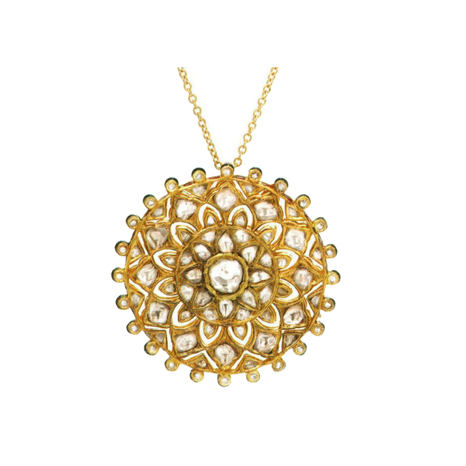 Gold Pendant Set with Uncut Diamonds