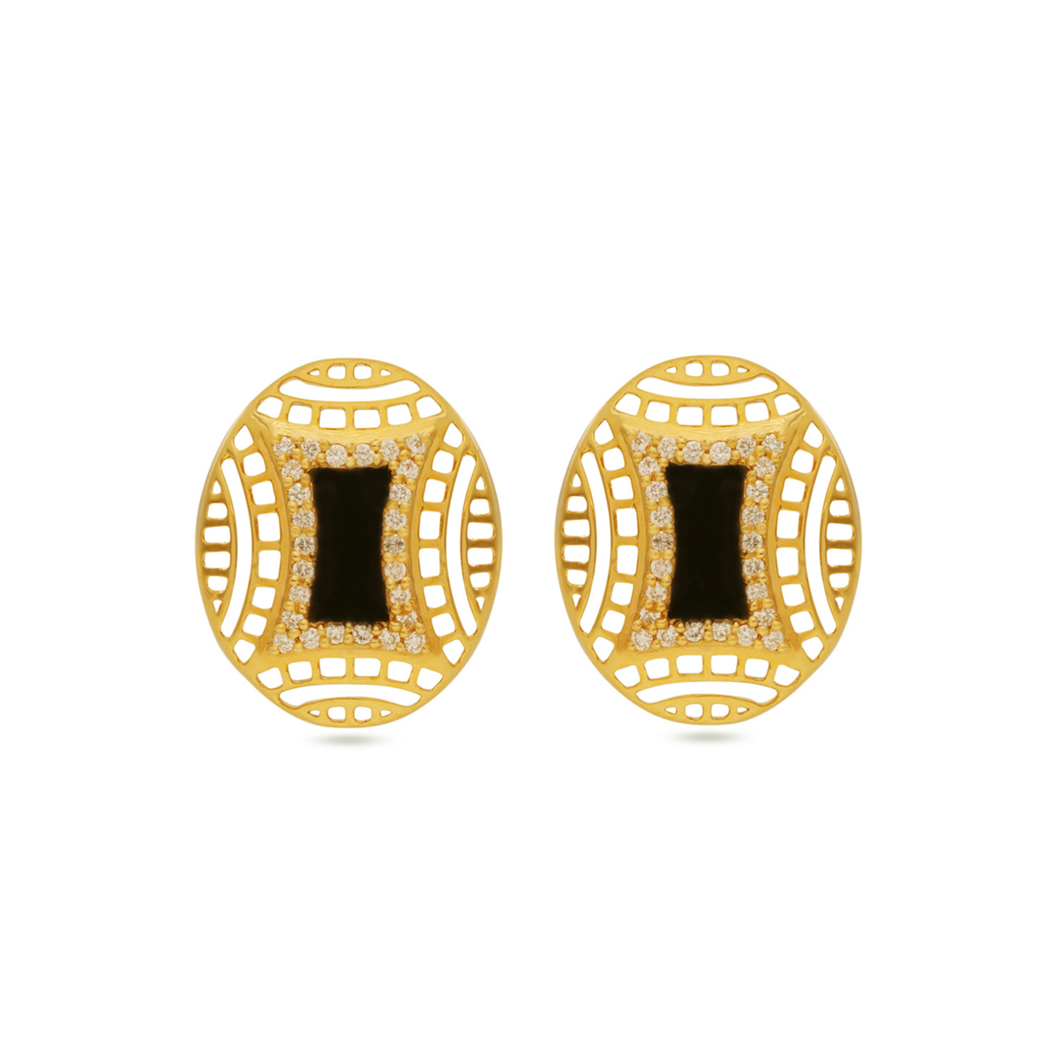 Gold Earstuds Set With Gemstones