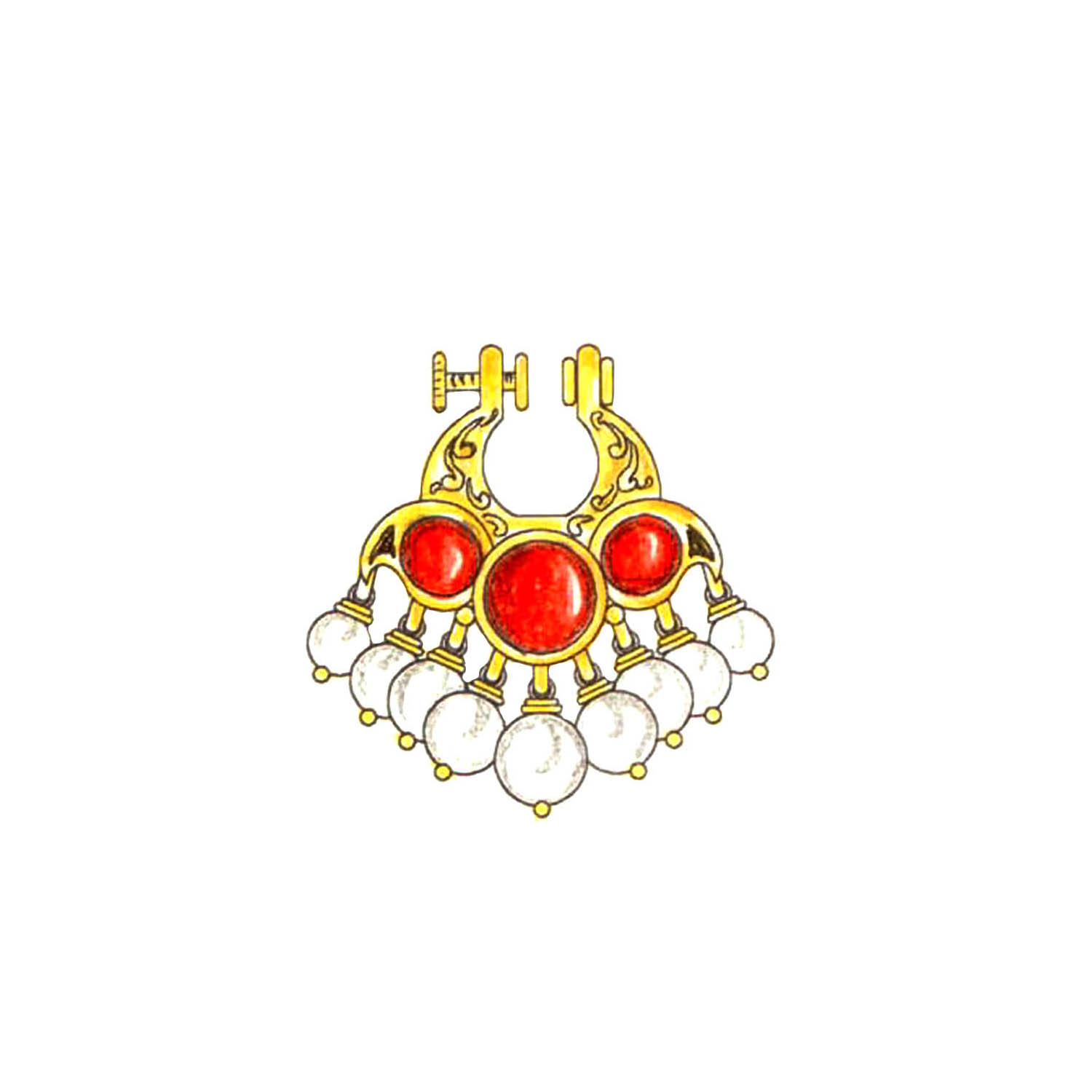 Gold Nose Ring Set With Gemstones