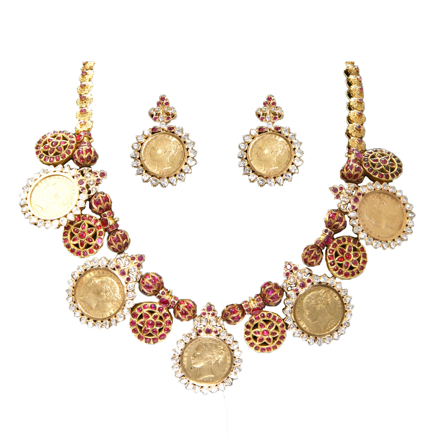 Gold Necklace Set With Gemstones