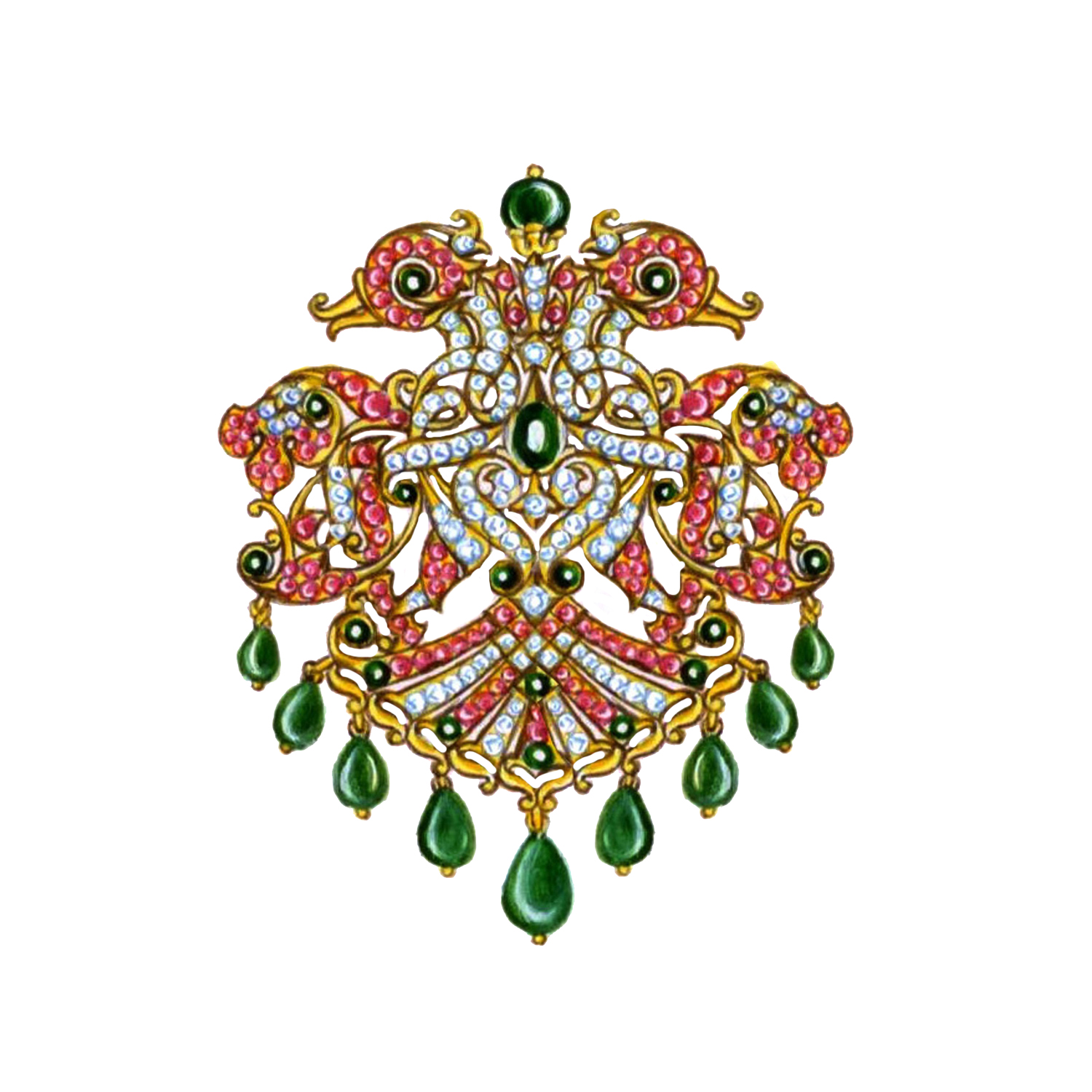 Gold Pendant Set with Gemstones