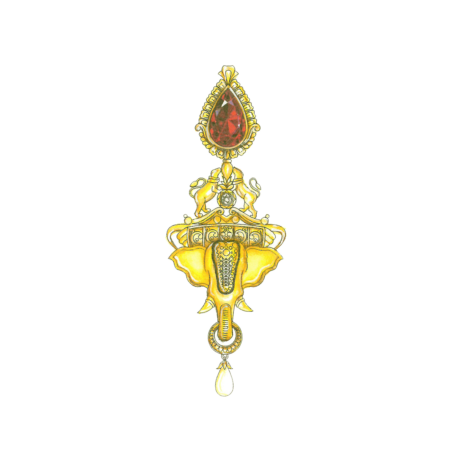 Gold Pendant Set with Gemstones
